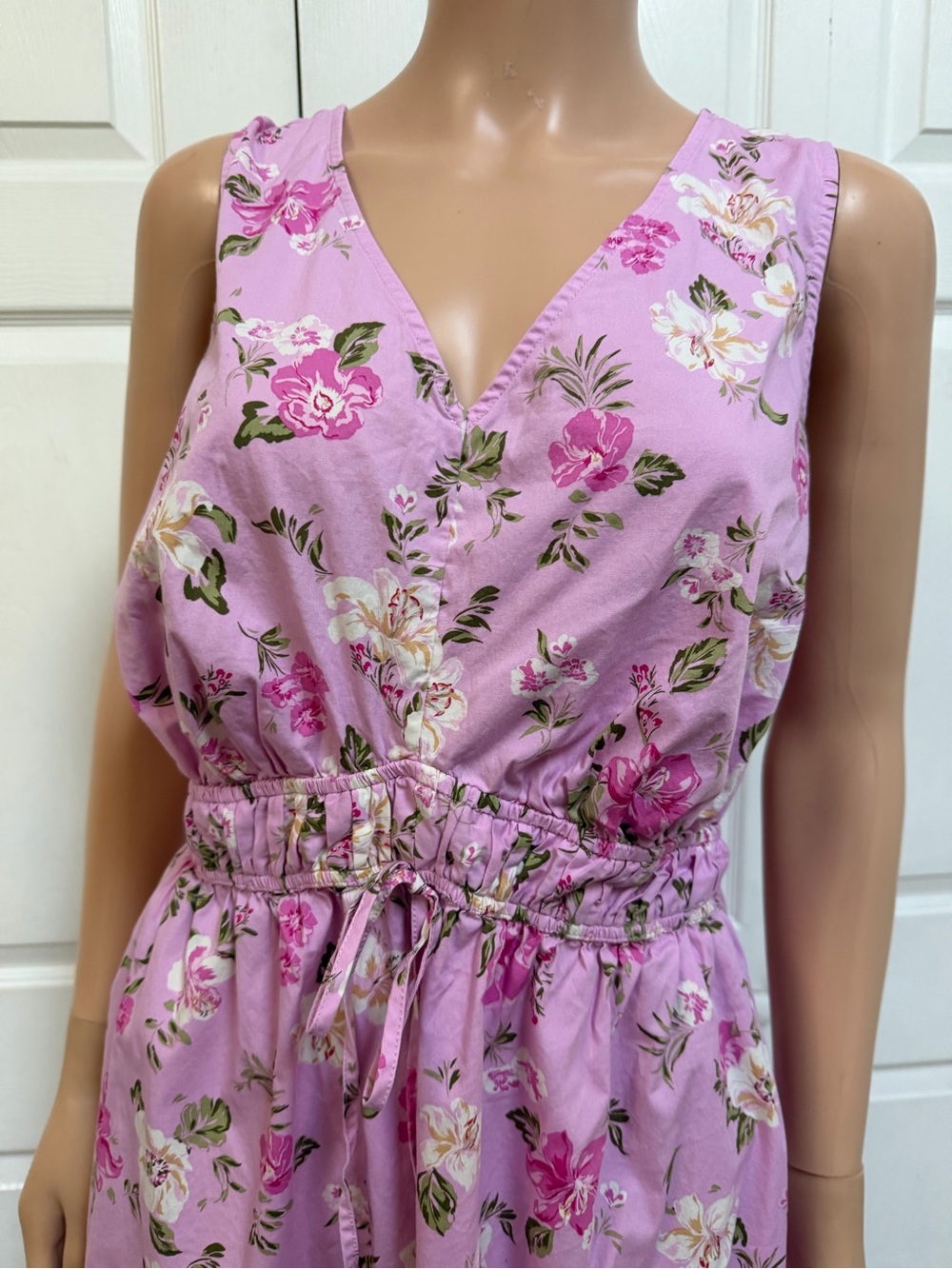 Lane Bryant Pink Floral Sleeveless Cotton Dress Women’s Size 16 - Picture 5 of 16